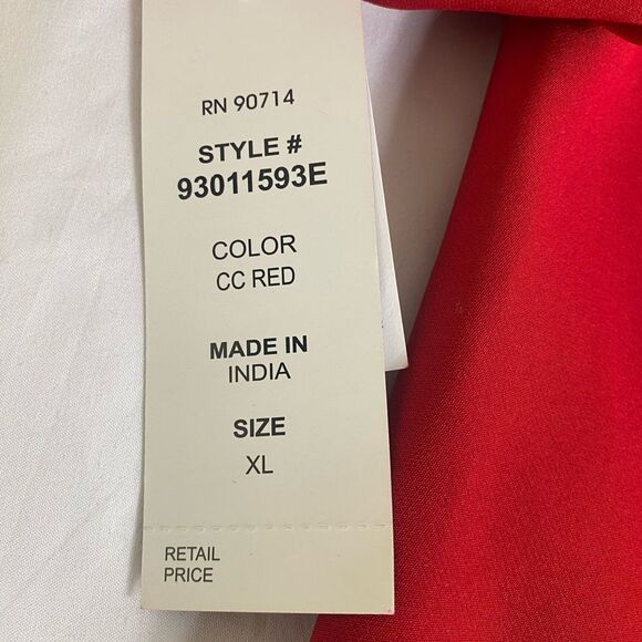 Elegant Red Women's Top Prelude XL off the shoulder ruched sleeves - Picture 7 of 10